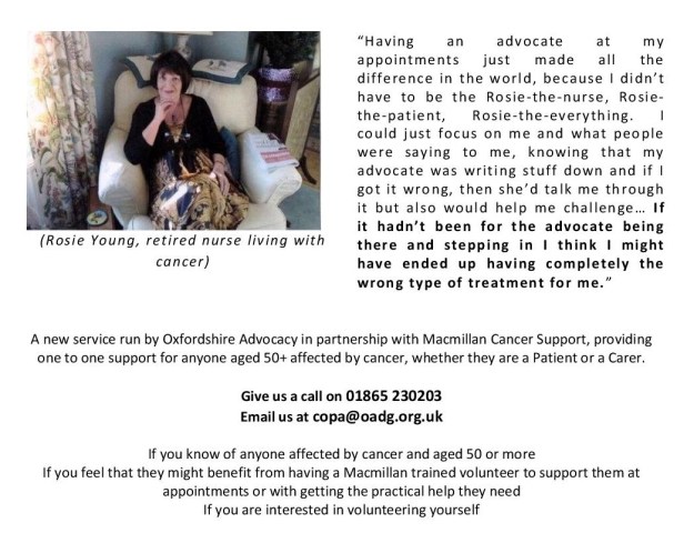 Oxfordshire Advocacy materials for newsletter