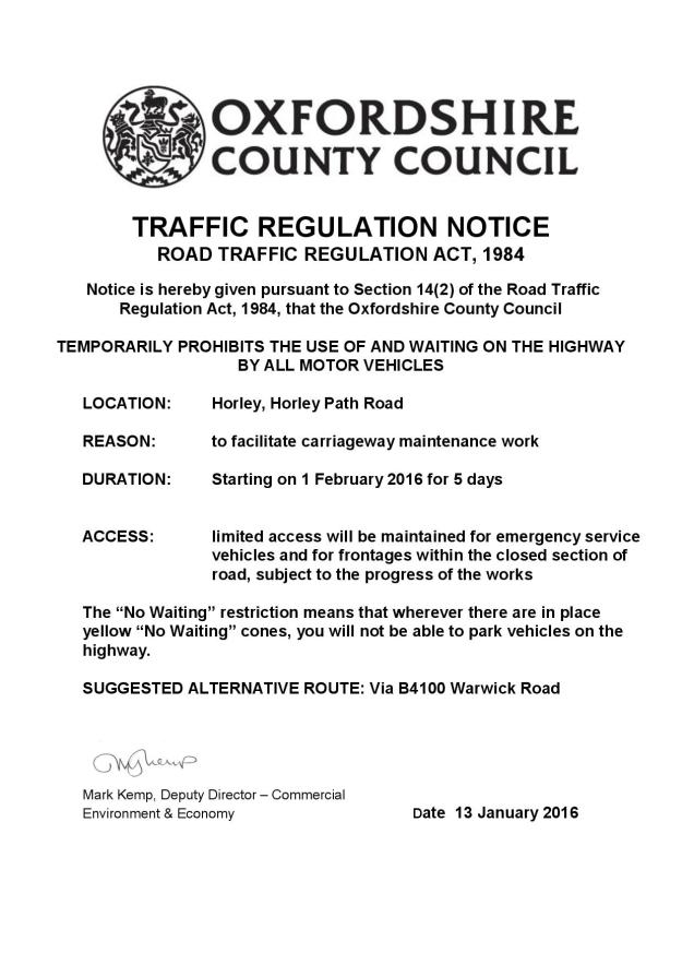 road closure notice