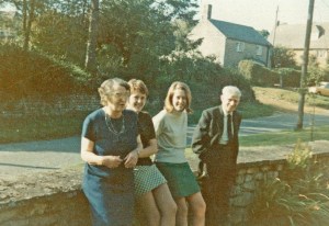 Mrs E E Eadon known as Lucy Eadon, Honor , Shân and Mr Jim Eadon in Chapel House garden